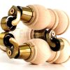4x Solid Wood With Brass Castors Furniture Chair Legs M8 Sofa Settee Feet 205mm - Image 5