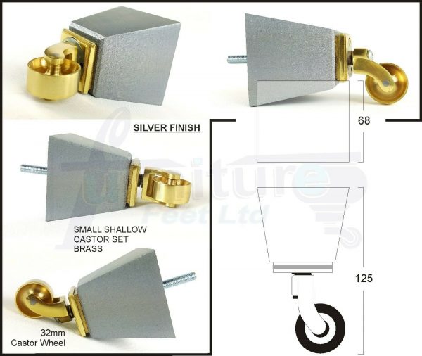 4x SOLID WOOD BRASS CASTOR FURNITURE CHAIR LEGS M8(8mm) SOFA FEET 125mm HIGH - Image 14