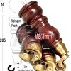 4x WOOD MAHOGANY BRASS CASTOR FURNITURE CHAIR LEGS M8(8mm) SOFA FEET 205mm HIGH