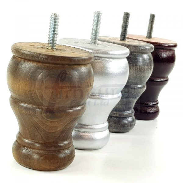 4 Turned Wood Furniture Chair Legs M8 Replacement Sofa, Settee Feet 100mm High - Image 4