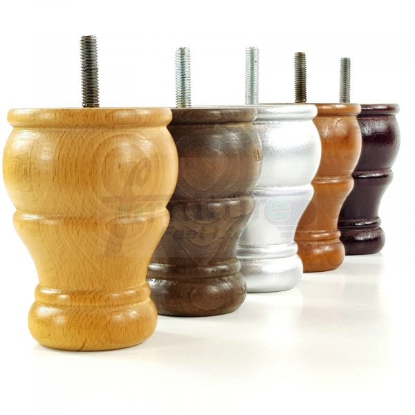 4 Turned Wood Furniture Chair Legs M8 Replacement Sofa, Settee Feet 100mm High - Image 5