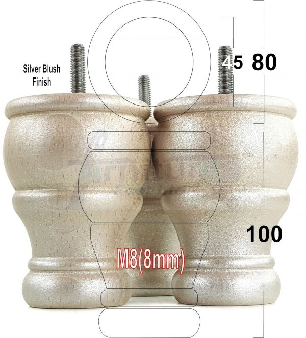4 Turned Wood Furniture Chair Legs M8 Replacement Sofa, Settee Feet 100mm High - Image 18