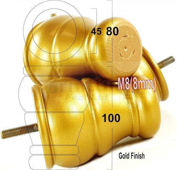 4 Turned Wood Furniture Chair Legs M8 Replacement Sofa, Settee Feet 100mm High - Image 22