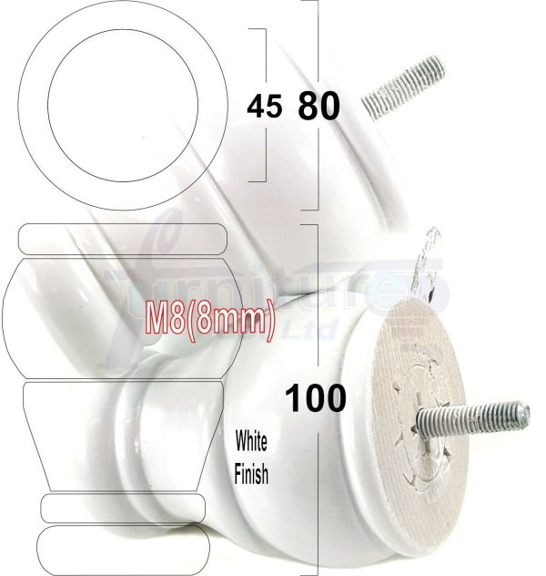 4 Turned Wood Furniture Chair Legs M8 Replacement Sofa, Settee Feet 100mm High - Image 34