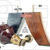 2x Castor Legs & 2x Curved Wood Furniture Replacement Feet M8 Chairs, Sofa 140mm