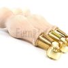 4 Turned Wooden Furniture Leg Brass Castor Wheel Raw Wood Bun Feet M8 195mm High - Image 4