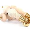 4 Turned Wooden Furniture Leg Brass Castor Wheel Raw Wood Bun Feet M8 195mm High - Image 5