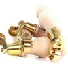 4 Turned Wooden Furniture Leg Brass Castor Wheel Raw Wood Bun Feet M8 195mm High - Image 6