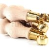 4 Turned Wooden Furniture Leg Brass Castor Wheel Raw Wood Bun Feet M8 195mm High - Image 10