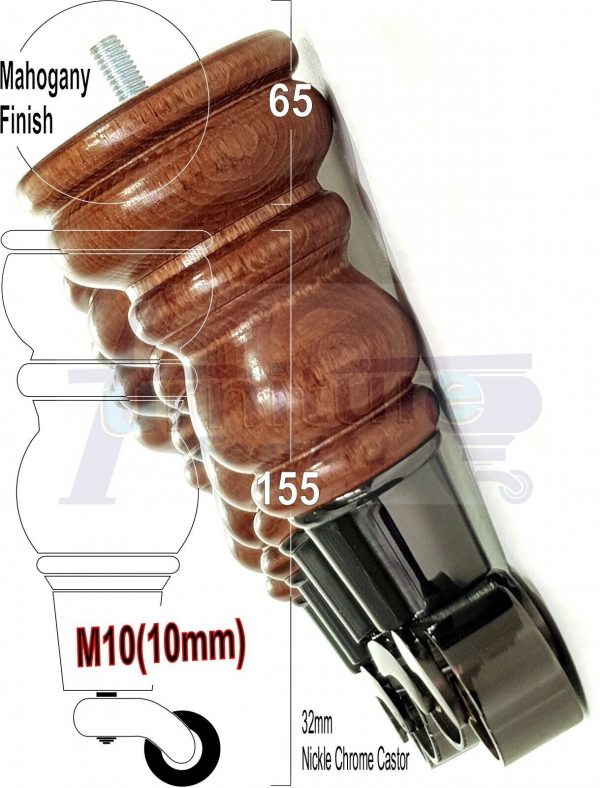 Variation-of-4x-TURNED-WOODEN-CASTOR-LEGS-165mm-High-REPLACEMENT-FURNITURE-FEET-M1010mm-124841314359-b117